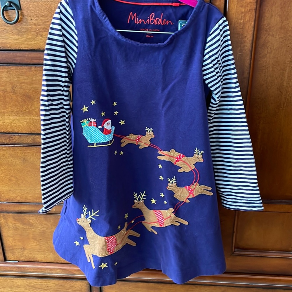 Mini Boden Santa and reindeer tunic 5-6Y